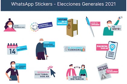 Así lucen los stickers oficiales de la CNE disponibles en WhatsApp