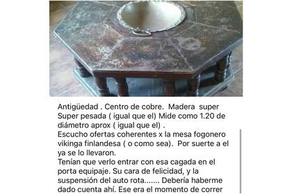 Así publicó su mesa a la venta