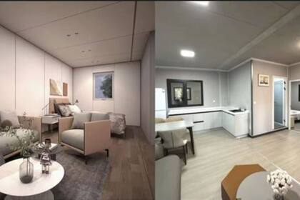 Así puede ser la cocina y una habitación de la casa contenedor que se vende en Amazon por US$ 17mil