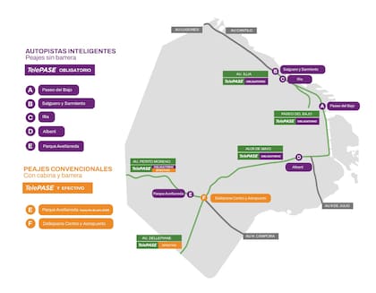 Así queda configurado el mapa de peajes a partir de este martes