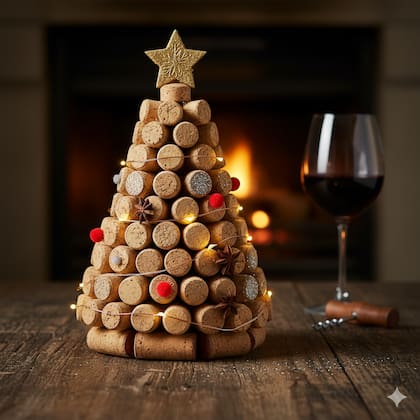 Así queda el árbol de Navidad con corchos