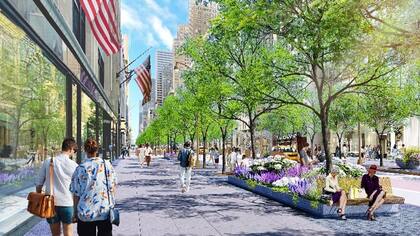 Así quedaría si se amplía el peatonal en la famosa avenida de Nueva York