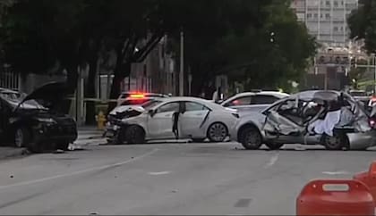 Así quedaron los autos tras el choque en Miami