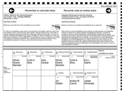 Así quedó compuesta la boleta para las elecciones de Nueva York este 4 de noviembre