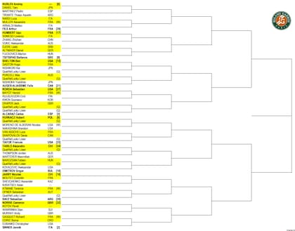 Así quedó conformada la parte alta del cuadro masculino de Roland Garros 2024