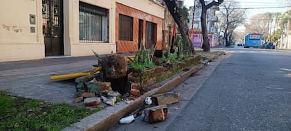 Así quedó el cantero en el que chocó Brian Figueroa con su auto después de ser acribillado