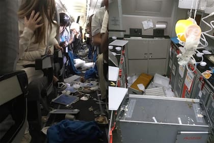 Así quedó el interior del avión de Aerolíeas Argentinas luego de atravesar el pozo de aire
