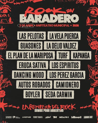Así quedó el line up del día 1 (Foto: @rockenbaradero)