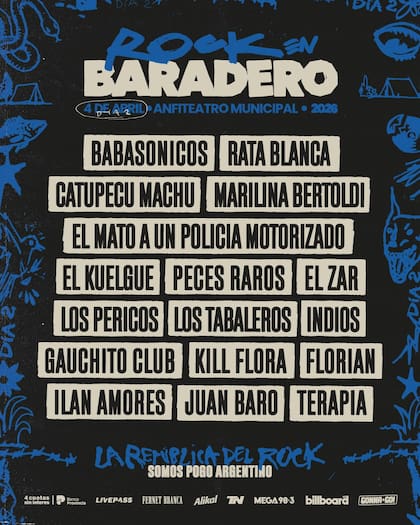 Así quedó el line up del día 2 (Foto: @rockenbaradero)