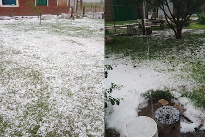 Así quedó el piso con el granizo en Roldán