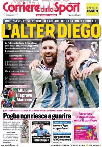 Así reflejó el triunfo argentino Corriere dello Sport