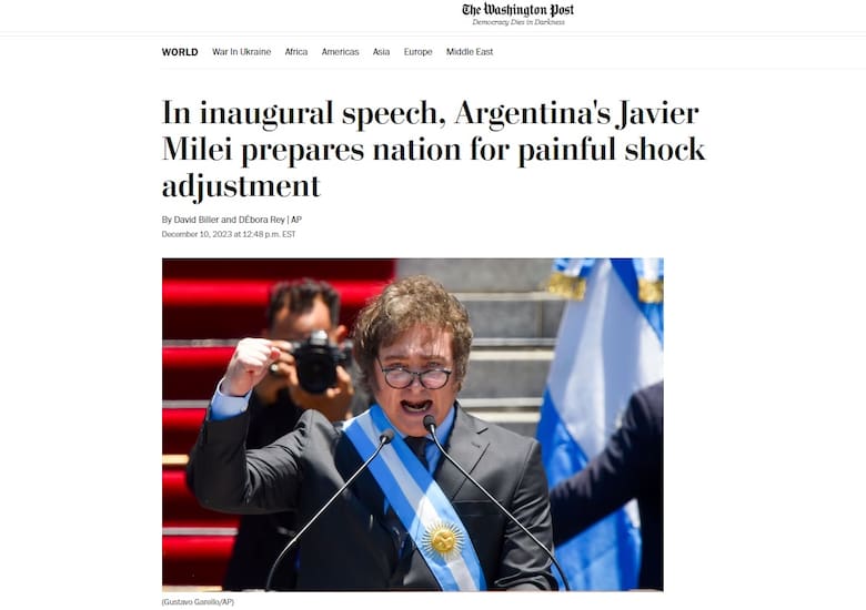 “Punto de inflexión”: la reacción de los diarios del mundo sobre la asunción de Javier Milei