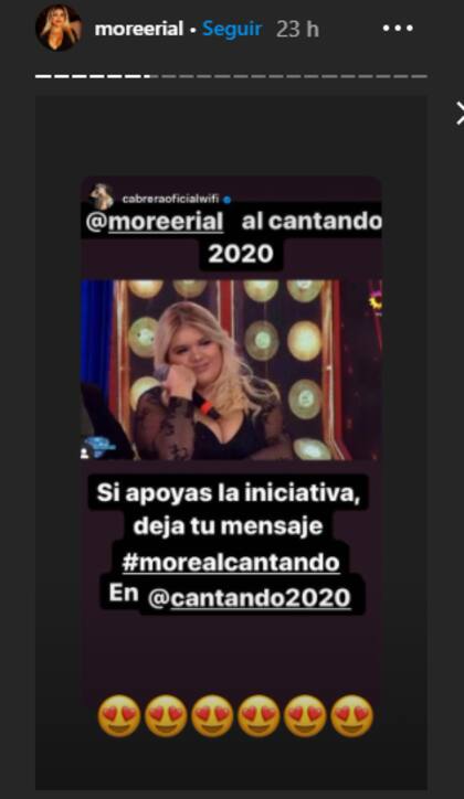 Así reproducía el pedido de apoyo para que la convoquen al Cantando 2020