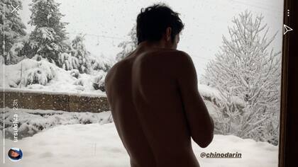 Así retrató la actriz a su novio con la nieve de fondo