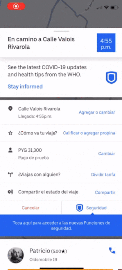 Así se activa el servicio de grabación de audio de Uber