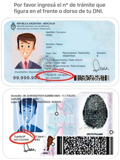 Así se encuentra el número de trámite en el DNI. El número no debe divulgarse, más allá de que sea necesario para completar muchos trámites de validación de identidad, sobre todo ante organismos gubernamentales