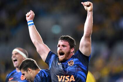 Así se festeja un triunfo frente a los Wallabies: Julián Montoya a pleno