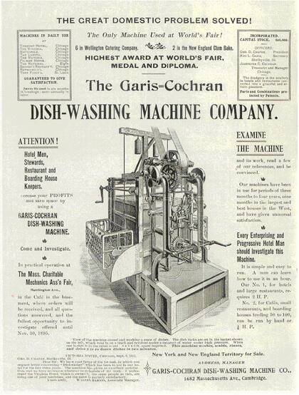 Así se la anunciaba a la máquina de Garis-Cochran, su invento para no lavar los platos