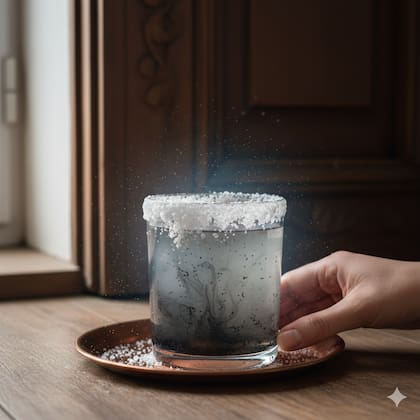 Así se puede ver el vaso de agua, vinagre y sal si hizo efecto su limpieza durante el viernes 13