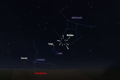 Así se ve desde la Tierra el radiante de las las estrellas Líridas. La máxima actividad de la lluvia de meteoros de las Líridas se producirá entre el 22 y el 23 de abril