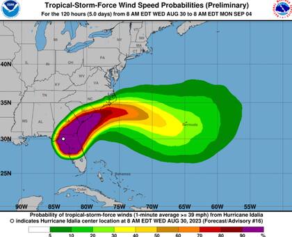 Así se ve el huracán Idalia en Florida en la última actualización
