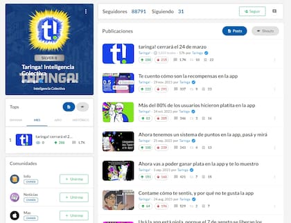 Así se ve hoy Taringa! luego del anuncio del cierre