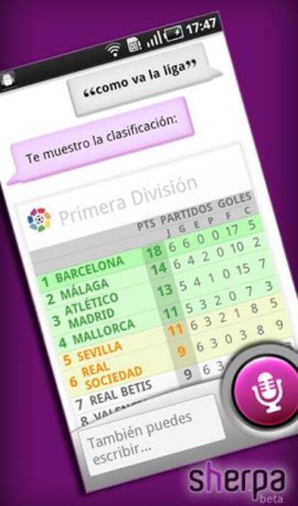 Así se ve la aplicación Sherpa