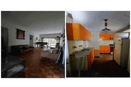 Así se ve la cocina y el living del departamento de la calle Arenales 2546