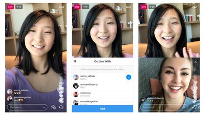 Así se ve la nueva función de Instagram Live compartido entre dos usuarios de la aplicación durante una transmisión en vivo
