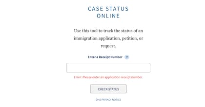 Así se ve la página de Uscis para revisiones de casos