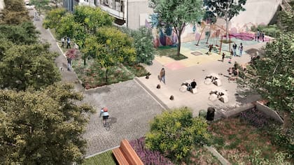 Así se ve la proyección del cambio que ocurrirá en la calle Yerbal, entre Calderón de la Barca y Cervantes, en Villa Luro