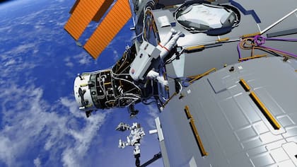 Así se ve la simulación desde el casco de realidad virtual que usan los astronautas