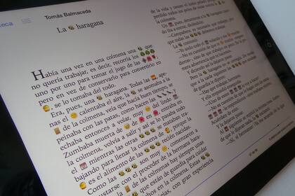 Así se ve la versión de Cuentos de la Selva editada por Tomás Balmaceda con el uso de los emojis