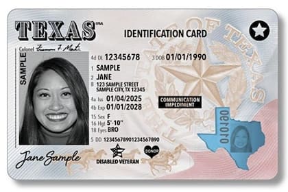 Así se ve una licencia de conducir en Texas