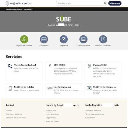 Así se veía la página web de Mi Argentina luego del "defacement" en la Navidad de 2024