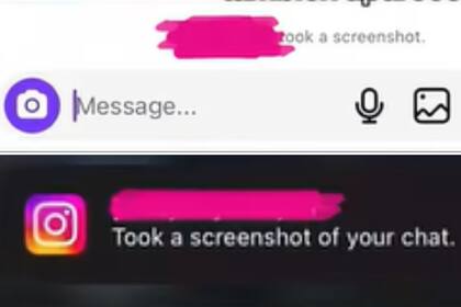Así se ven las notificaciones de Instagram cuando un hace captura de una historia y de un chat (Foto: TikTok @serenityfrank)