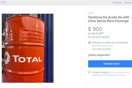 Así se venden online los tambores de aceite de 200 litros para fabricar chulengos