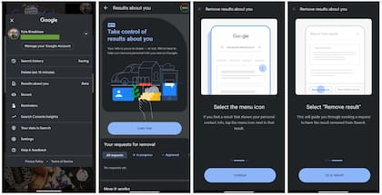 Así se verá el apartado donde Google permitirá eliminar contenido personal de sus resultados de búsqueda desde una app