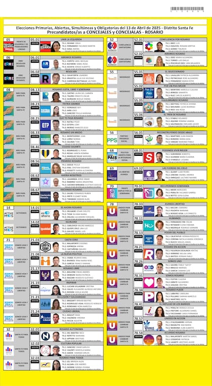Así se verá la Boleta Única de Papel para concejales en Rosario