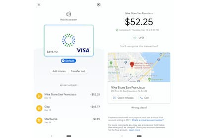 Así se verá la interfaz de gestión de la tarjeta de crédito de Google