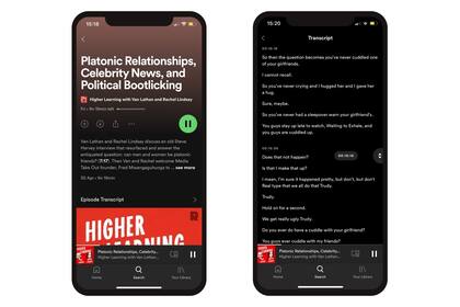 Así se verá la transcripción automática de podcasts en Spotify