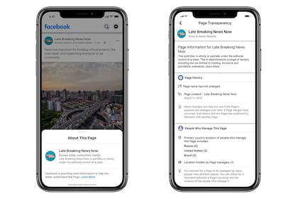 Así se verán las etiquetas que muestra Facebook identificando a las noticias publicadas por medios de comunicación estatales