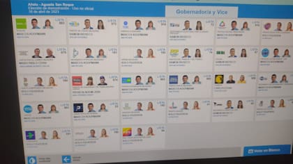 Así se verán los candidatos de Neuquén expresados en la pantalla que traslada el voto a la Boleta Única Electrónica