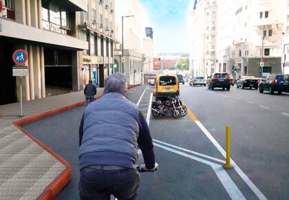 Así será el carril de carga y descarga en la ciclovía de avenida Córdoba
