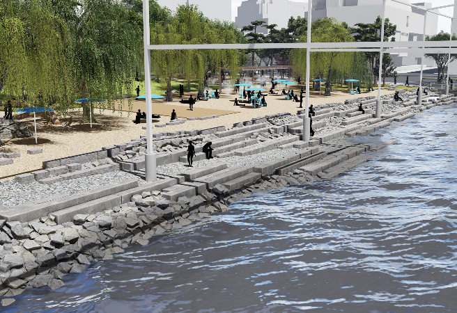 Así será la playa rocosa de Manhattan