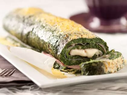 Así sería la presentación del pionono de queso crema y espinacas