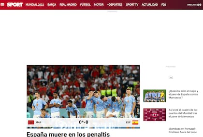 Así tituló el diario Sport la eliminación de España del Mundial de Qatar 2022