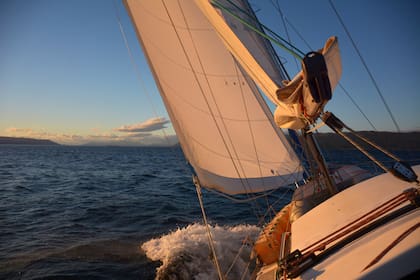 Atardecer sobre el mar en el Pampa Mía