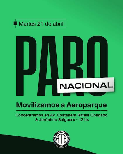 ATE anunció una movilización a Aeroparque en el contexto de un paro aéro nacional