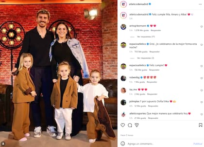 Atlético de Madrid saludó a las niñas por sus cumpleaños (Foto: Instagram)